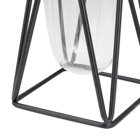 CosmoLiving by Cosmopolitan Set of 2 Black Iron Modern Vase, 13" x 5" x 5"